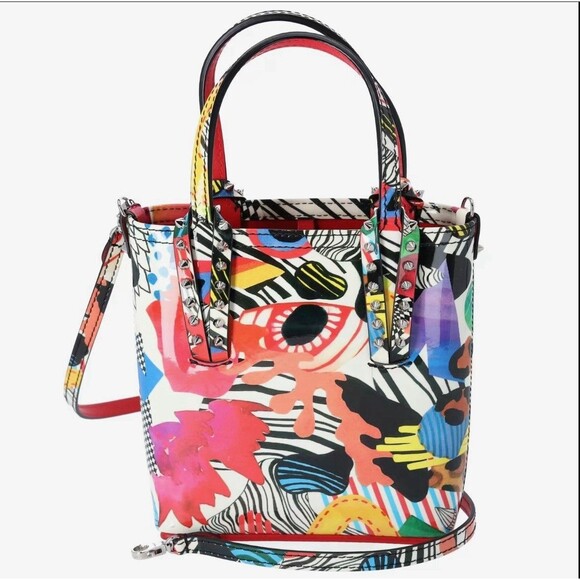 Christian Louboutin Handbags - Christian Louboutin Cabata N/S Mini‎ Tote Bag White Red Multi Patent Leather